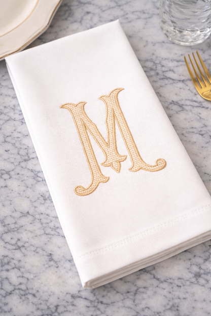 18"x18" White Hemstitch Monogrammed Napkins
