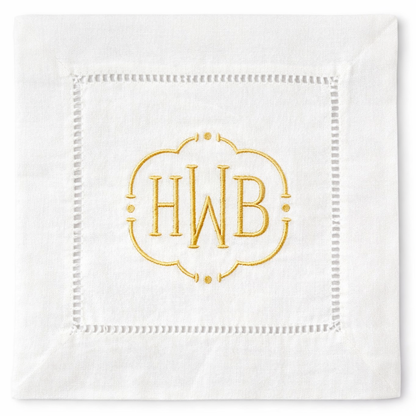 18"x18" White Hemstitch Monogrammed Napkins