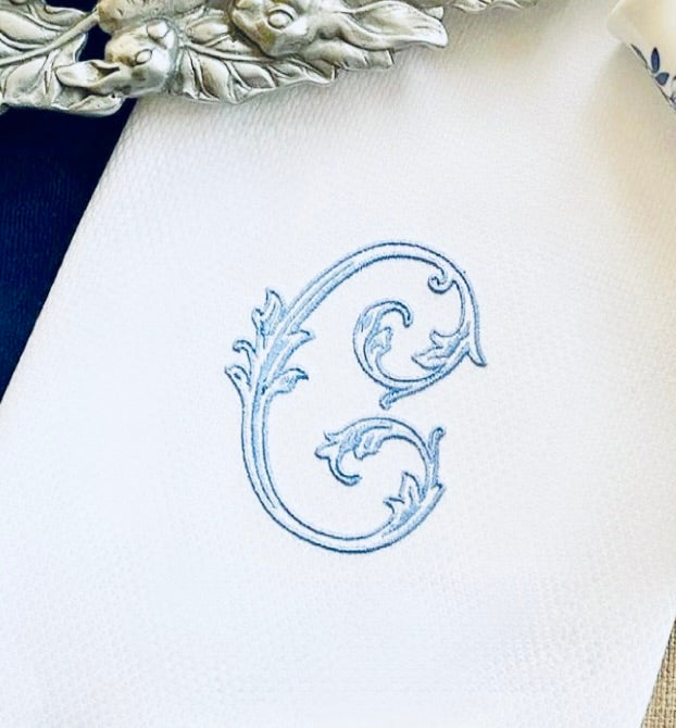 18"x18" White Hemstitch Monogrammed Napkins