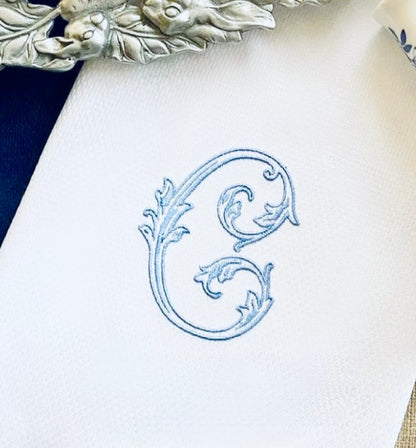 18"x18" White Hemstitch Monogrammed Napkins